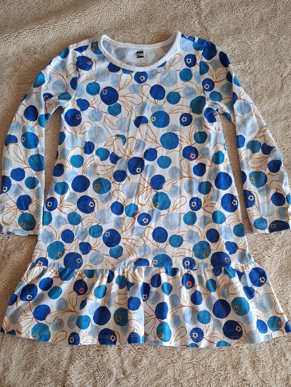 Tea Collection Blueberries Ruffle Hem Long Sleeve Dress 6